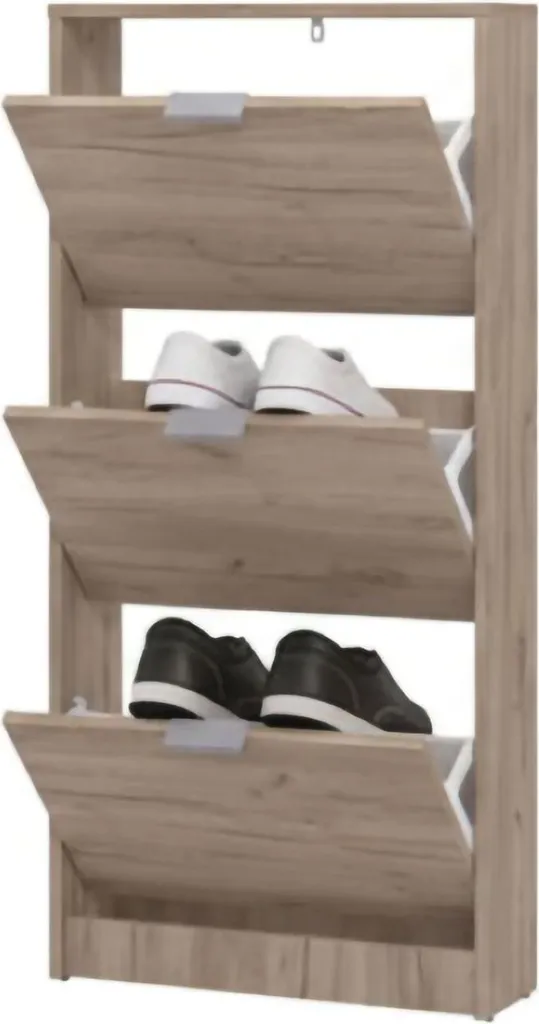 Scarpiera Salvaspazio Dmora Melle 58x18 cm Rovere Scuro 3 Ante