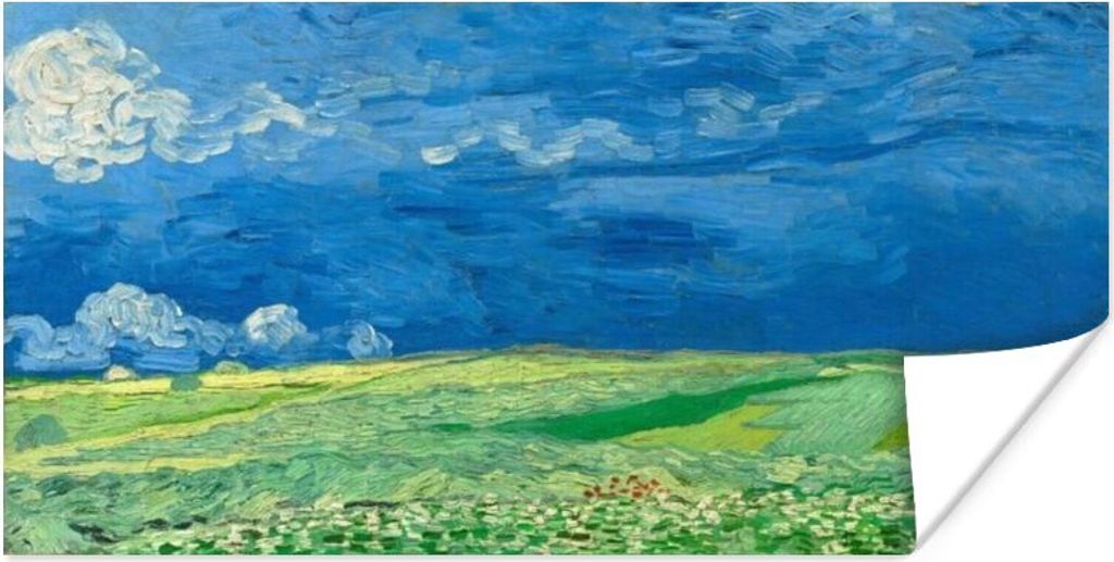 MuchoWow Poster Weizenfeld unter Gewitterwolken - Vincent van Gogh 120x60 cm - Bild