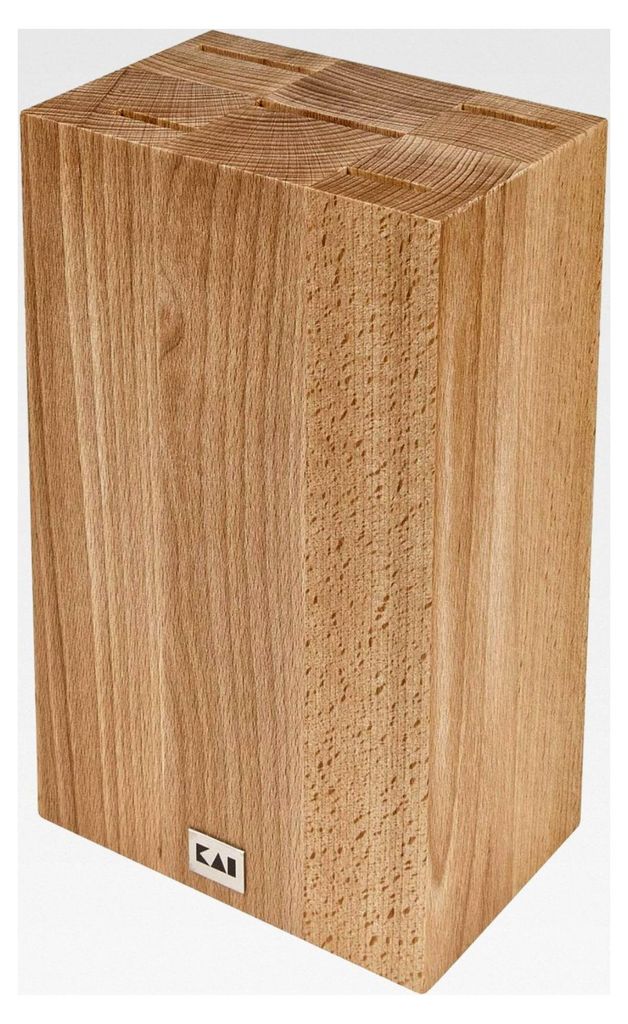 Shun traditioneller Messerblock Cube aus Holz - Buche - Platz für 5 Messer - Abmessungen 15,5 x 10 x 25 cm - Schlitzmaße: 3,0 cm x 0,5 cm (3x), 5...
