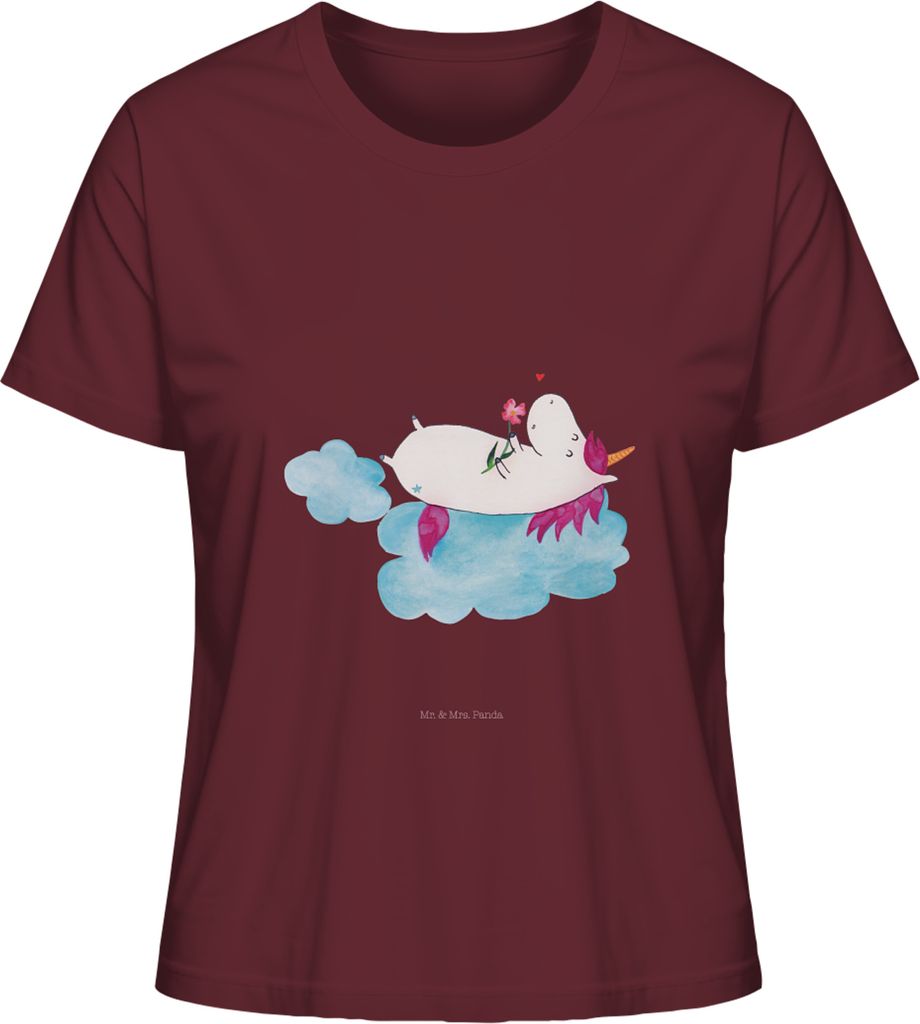 Mr. & Mrs. Panda Basic Shirt Damen Einhorn Verliebt Größe S - Burgundy - Geschenk, Freundin, Oberteil, Wolke, T-Shirt, Rundhals, Liebe, Einhörne...