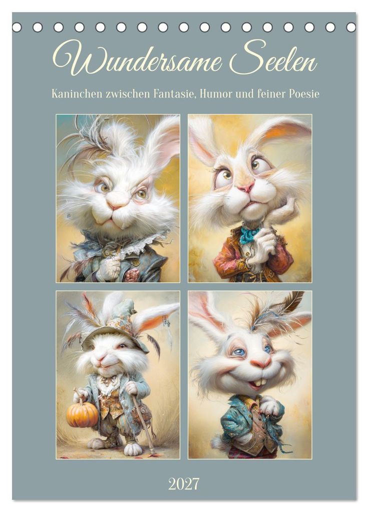 Wundersame Seelen. Kaninchen zwischen Fantasie, Humor und feiner Poesie (Tischkalender 2027 DIN A5 hoch), CALVENDO Monatskalender