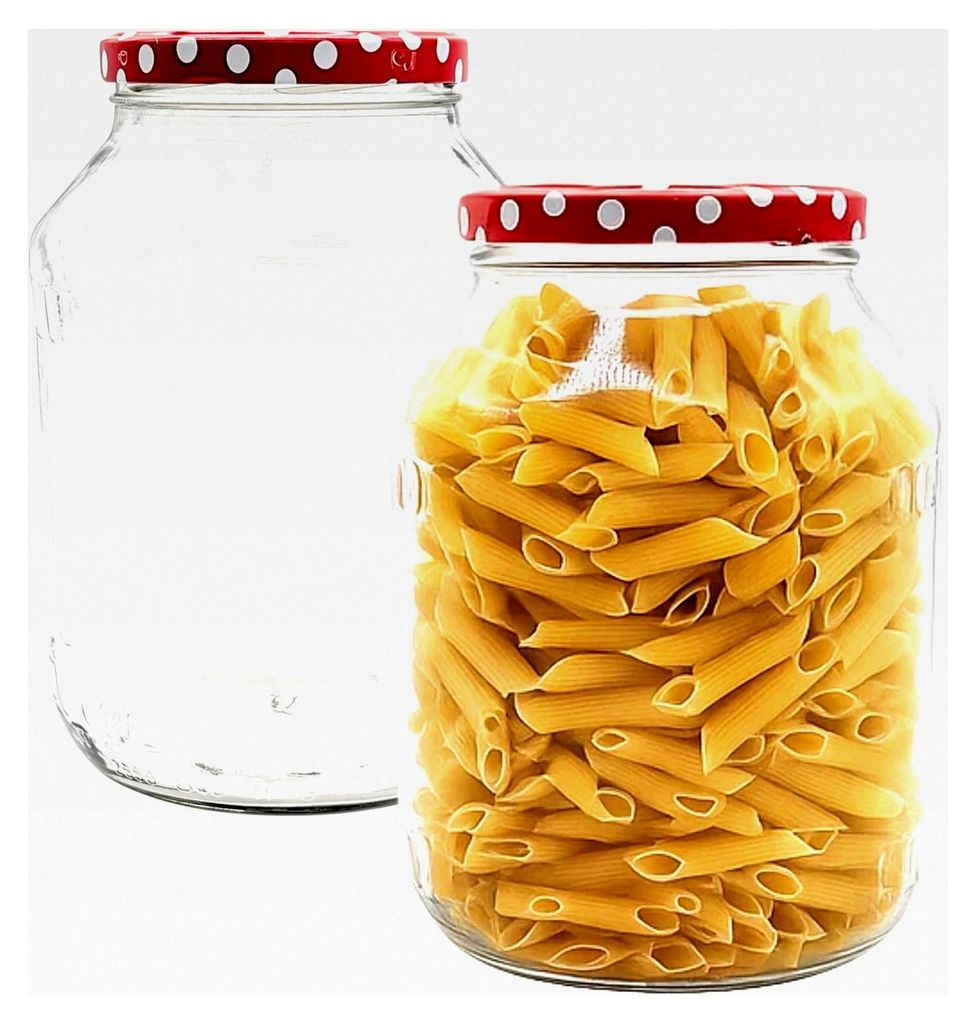 2 große Einmachgläser 2650 ml Vorratsgläser mit Deckel und Etiketten