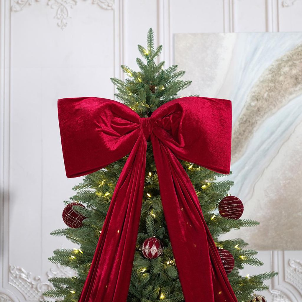 24 Fiocchi Di Natale In Velluto Rosso Vintage 13x18 Cm - Per Albero, Ghirlande, Regali E Decorazioni Fatte A Mano