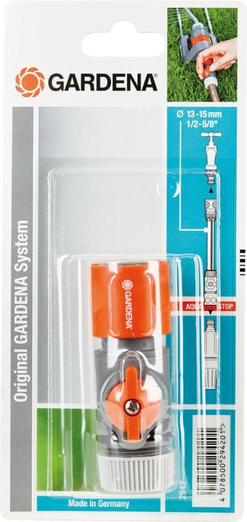Gardena Regulierstop 13 mm (1/2) und 15 mm (5/8), Grau, Produktbild 