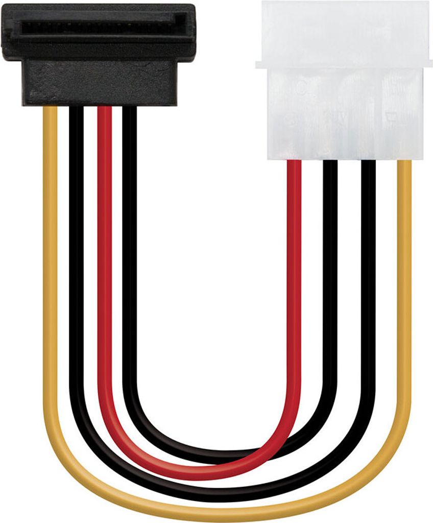 NANOCABLE 10.19.0201-OEM - SATA-Stromkabel gewinkelt nach MOLEX, 4pin/M-SATA/H, Stecker-Buchse, 16cm