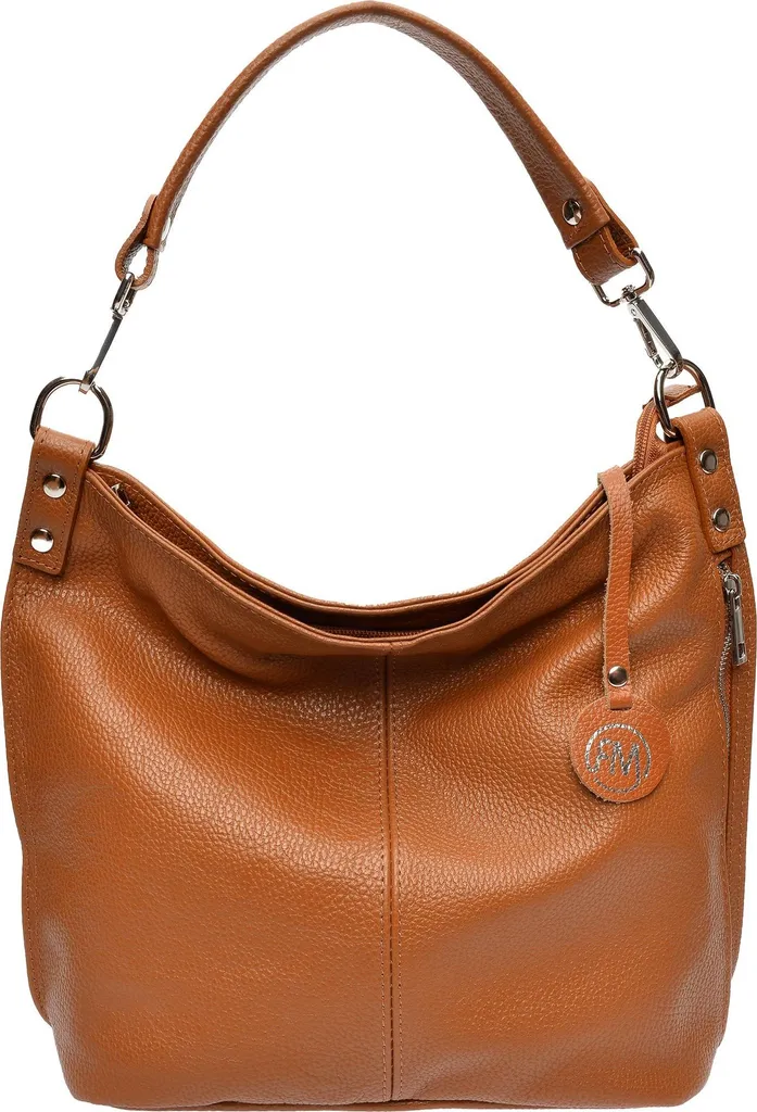 Sac en cuir Cognac RM 114 Roberta M avec finitions dorées et bandoulière