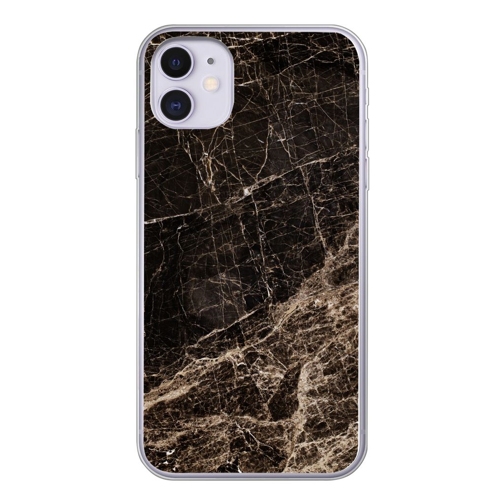 MuchoWow Handyhülle Schutzhülle Hülle für iPhone 11 Marmor - Luxus - Schwarz Silikon Softcase Handy Hülle - Handytasche