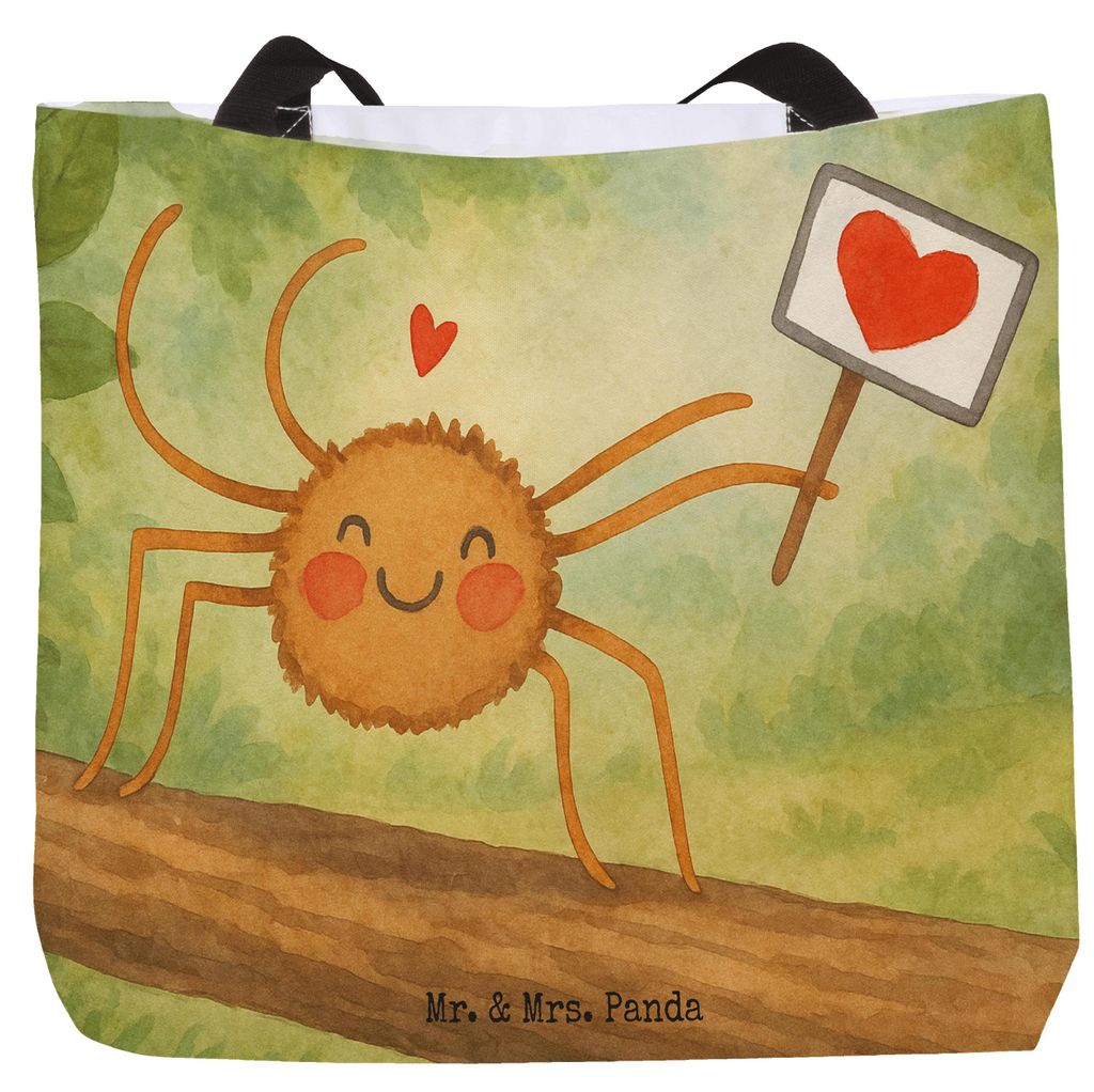 Mr. & Mrs. Panda Tote Bag Spinne Agathe Motivation Design - Weiß - Geschenk, Liebe, Büchertasche, Vertrauen, Reisetasche, Tasche, Schultasche, Da...