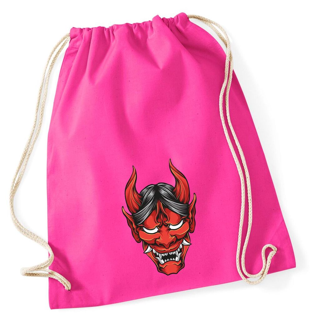 Huuraa Turnbeutel Oni Yōkai Japanische Mythologie 12 Liter Fuchsia Baumwolle Rucksack Geschenkidee