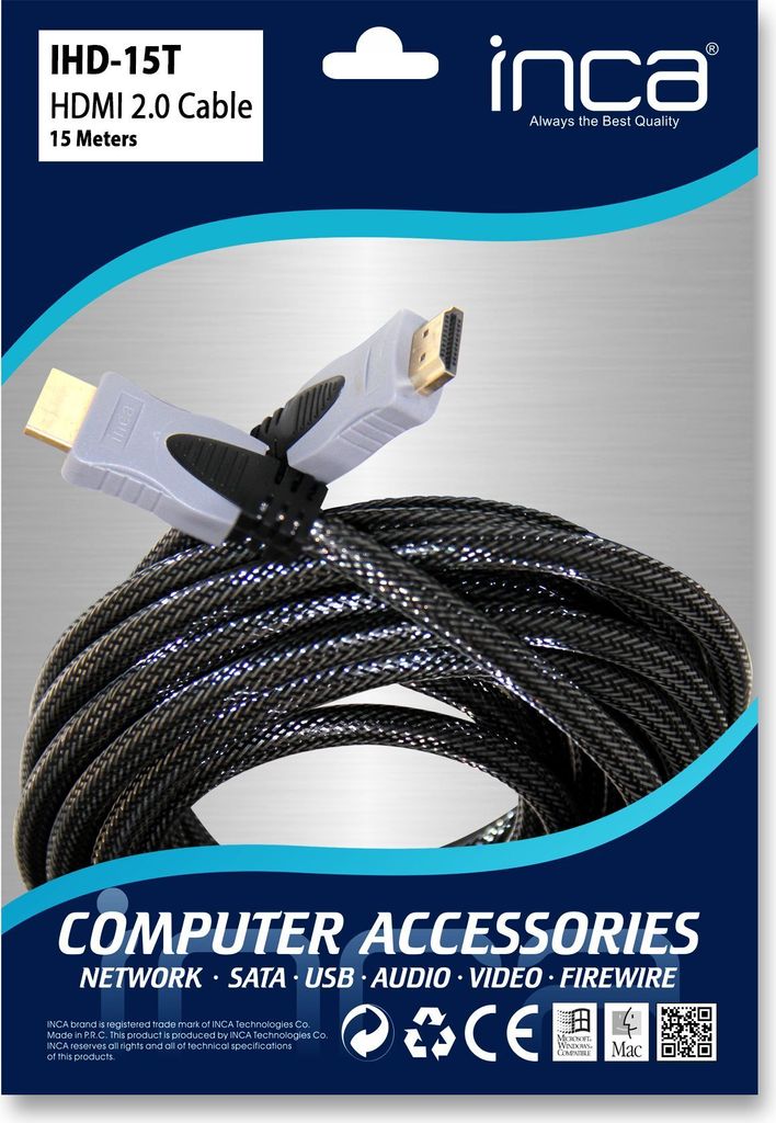 INCA HDMI-Kabel IHD-15T  2.0 Anschlusskabel 4K, 30Hz, 15m Produktbild 