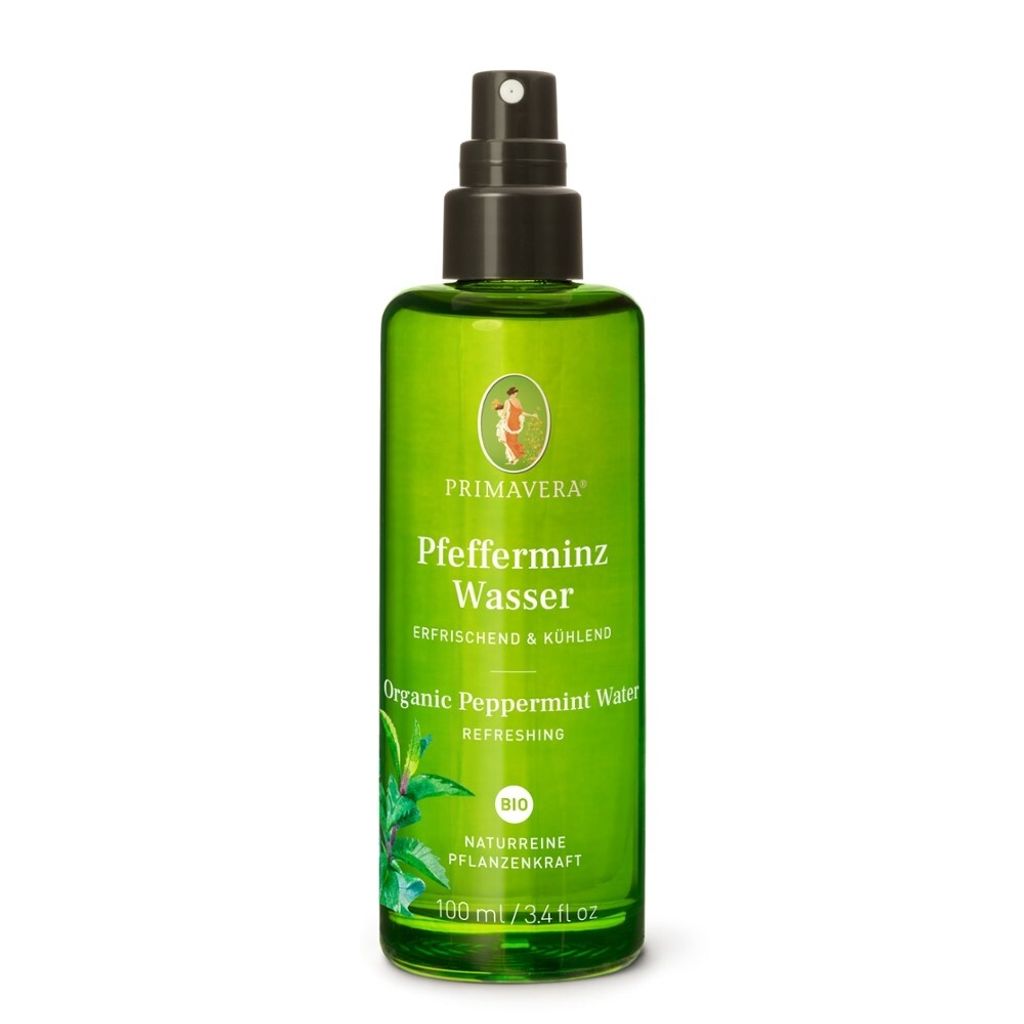 PRIMAVERA Peppermint Water Organic 100ml Glass Bottle - Vitalising Aromatherapy