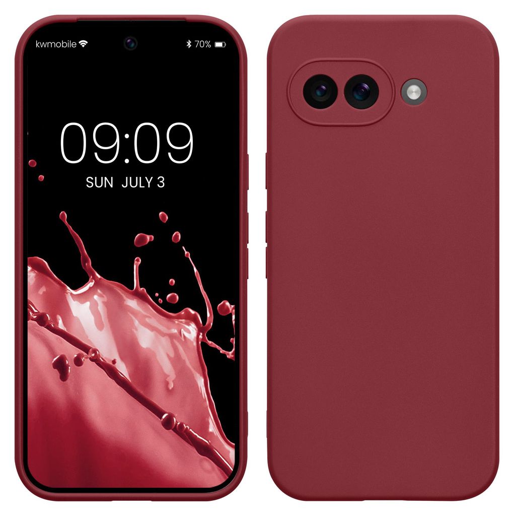 kwmobile Handyhülle für Google Pixel 9a Hülle - weiches Handy Silikon Case - Schutzhülle Cover - Bordeaux Violett