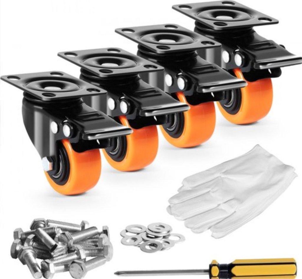 Happyment Profi-Lenkrollen – 10 cm Höhe – 4er Set – PVC – Doppelverriegelung – Mit Montagematerial