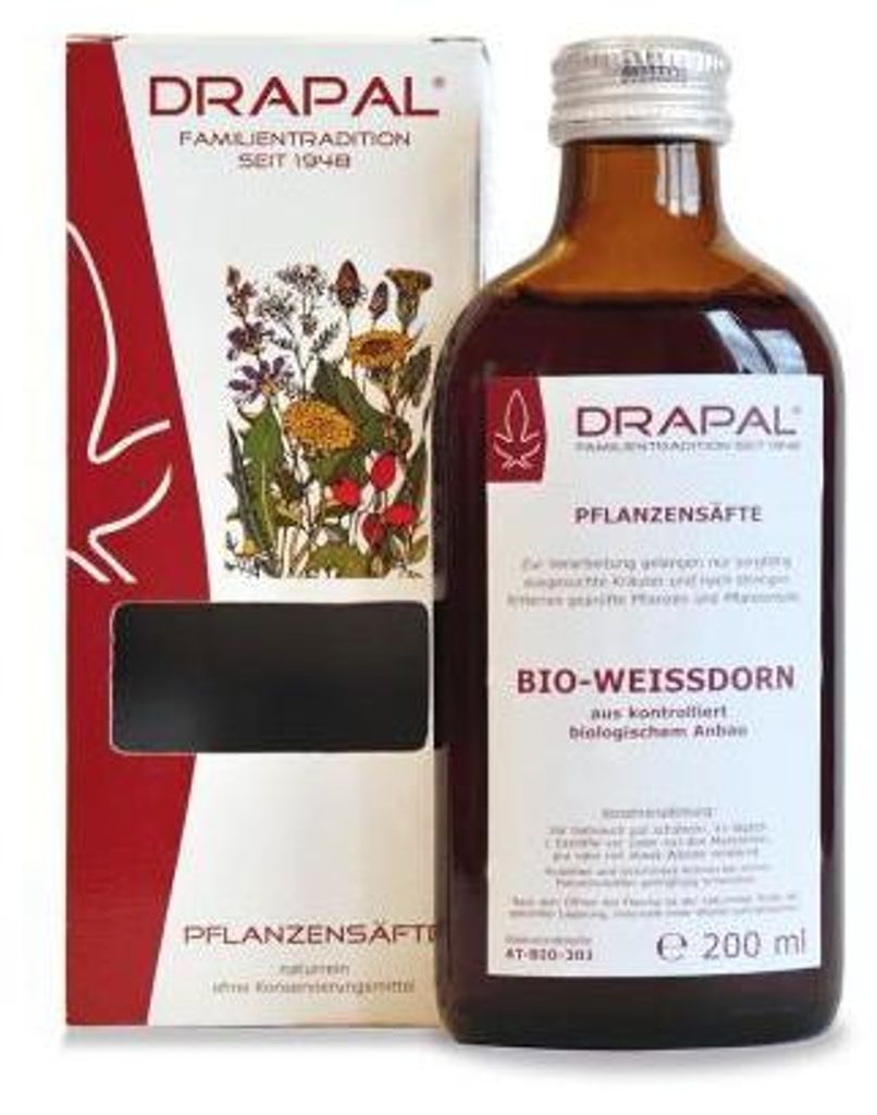 Weissdornbeeren Pflanzensaft Drapal 200 ml