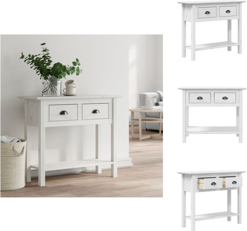vidaXL Konsolentisch BODO Weiß 90x34,5x73 cm Massivholz Kiefer - Beistelltische