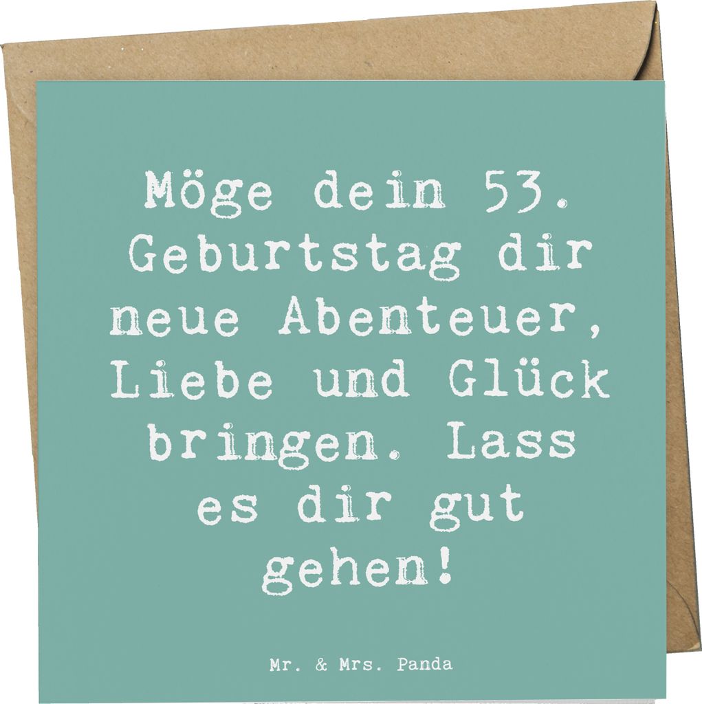 Mr. & Mrs. Panda Glückwunschkarte Spruch 53. Geburtstag Abenteuer - Meeresbrise - Geschenk, Feiern, besonderer, Liebe, einzigartige Geschenke, Kla...