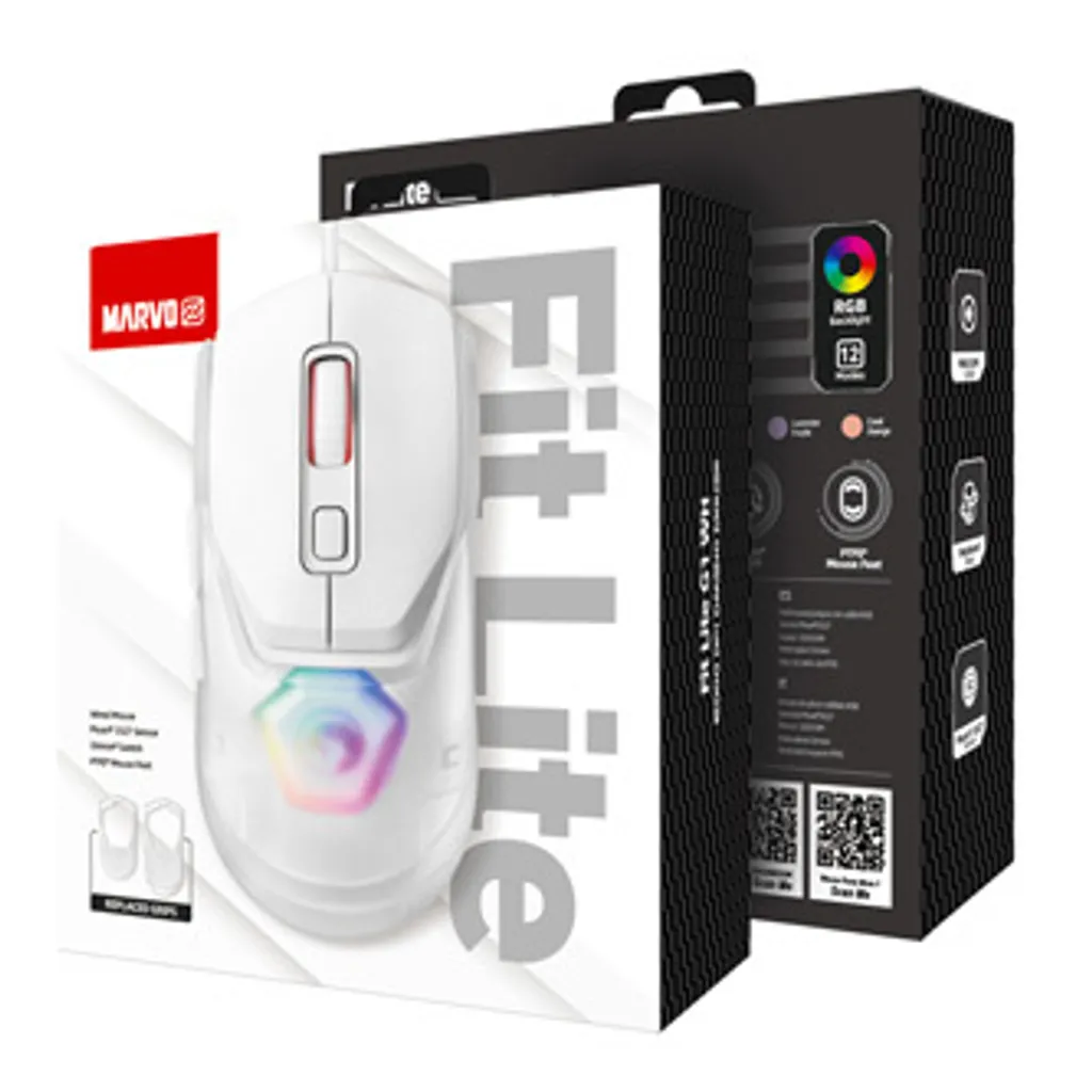 Marvo FIT LITE G1 WH Souris légère sans fil avec Coque interchangeable - 5