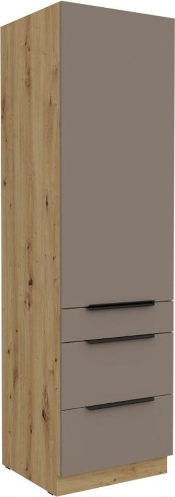LUNARA Küchenschrank mit Schubladen – Breite 60 cm, Dunkelbeige/Eiche (handwerklich)