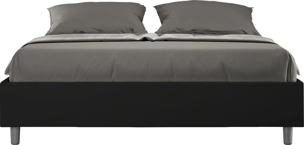 Lit 160x200 sans sommier Azelia noir : cadre robuste et facile à monter