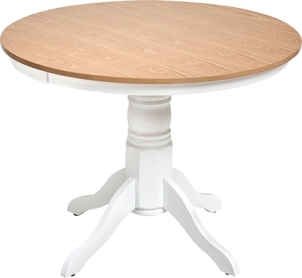 BELIANI Esstisch Helle Esche MDF-Tischplatte Rund ø 100 cm mit Holzbeinen Mittelfuß für 4 Personen Modern Landhausstil Esszimmer Ausstattung Möbel