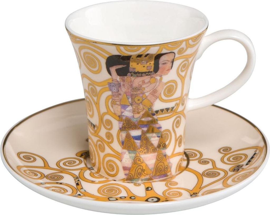2x Gustav Klimt Espressotassen Die Erwartung + Die Erfüllung Goebel Porzellan