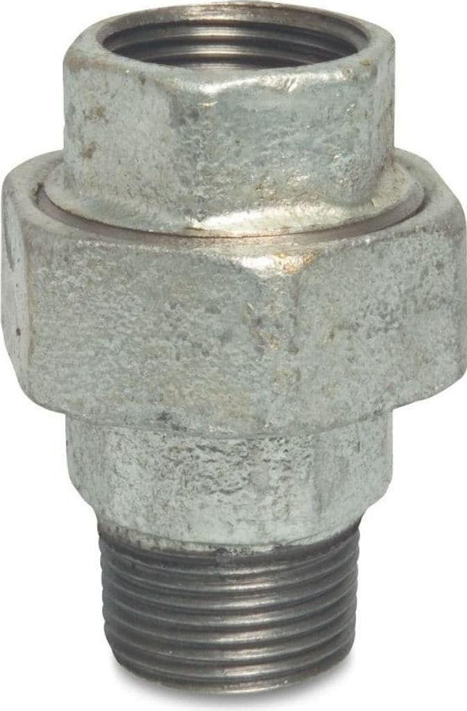 Gewindefitting Temperguss Verschraubung Typ Flach 1/2" IG x 1/2" AG