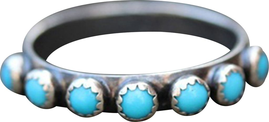 Retro Ethno-Stil Türkis kleine runde Perlen Ring Damen Schmuck Accessoires-Blau,US 5
