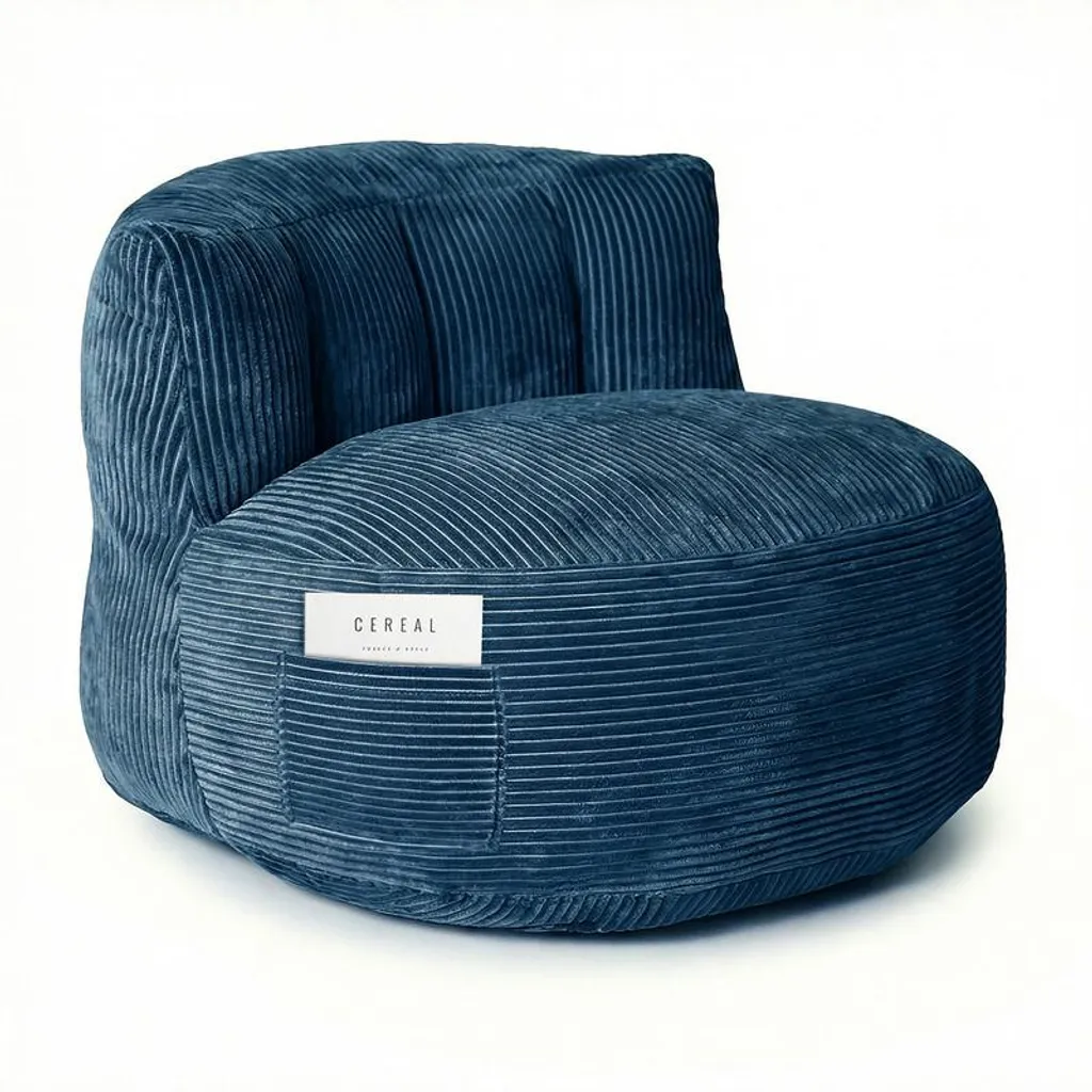 Fauteuil de lecture pour chambre et salon en flanelle bleu marine douce