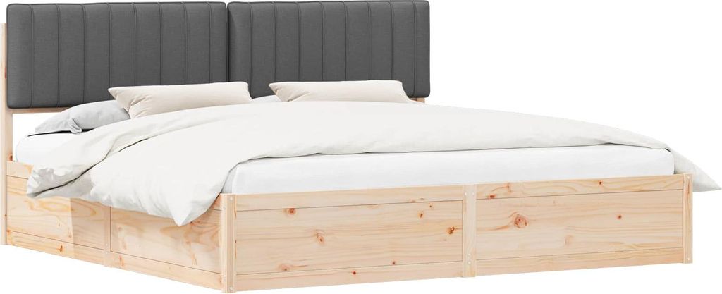 Bettgestell mit gepolstertem Kopfteil Dunkelgrau 200 x 200 cm