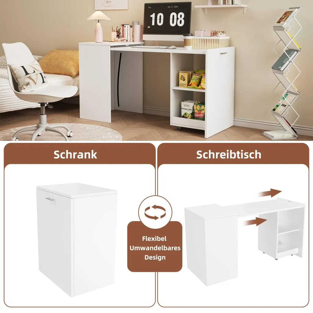 Table pliante multifonctions blanche bureau anti-encombrement 126 cm - 10