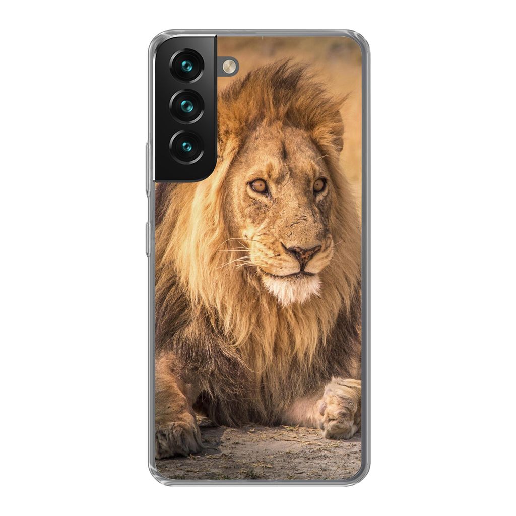 MuchoWow Handyhülle Schutzhülle Hülle für Samsung Galaxy S22 Plus Löwe - Nahaufnahme - Savanne Silikon Softcase Handy Hülle - Schutzabdeckung