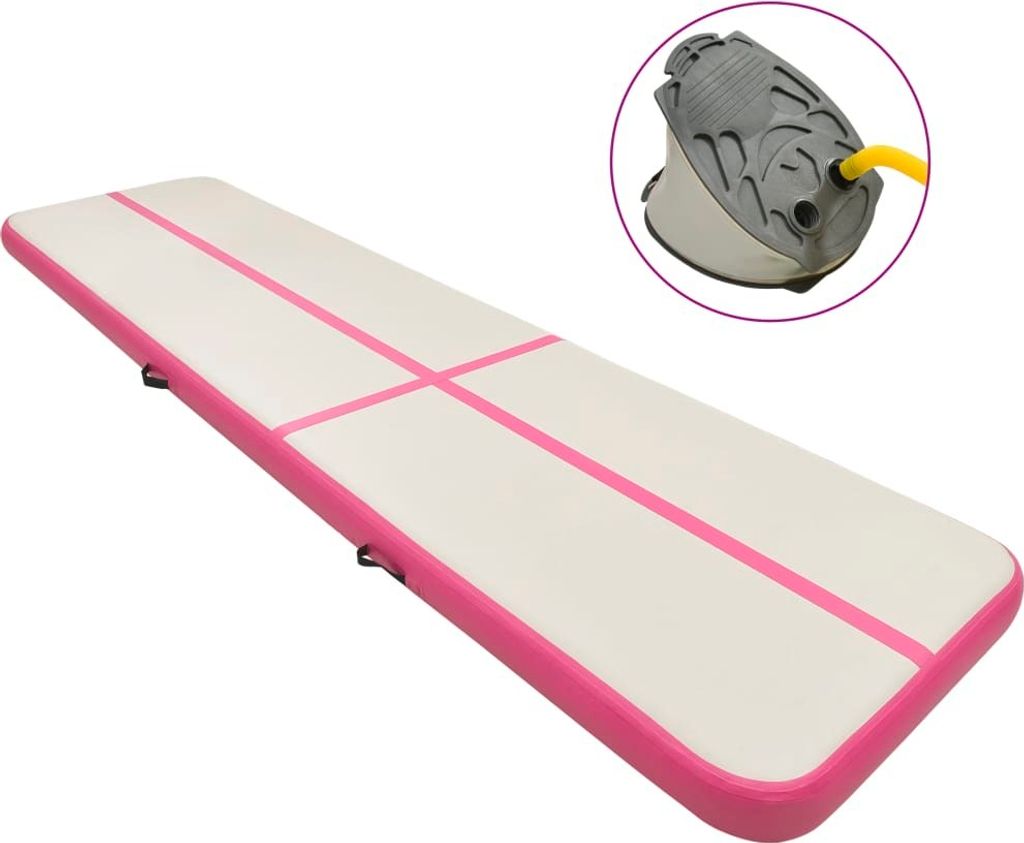 The Living Store Aufblasbare Gymnastikmatte mit Pumpe 700x100x15 cm PVC Rosa