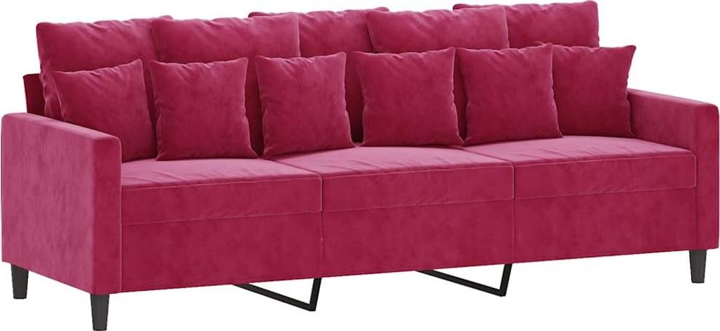 vidaXL 3-Sitzer-Sofa Weinrot 180 cm Samt