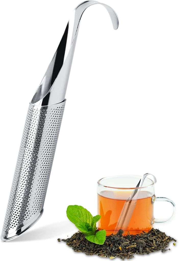 Teekugel, kleiner Teefilter, Teesieb, Edelstahl-Teekugel (1 x Teefilter Rohrform, Silber)