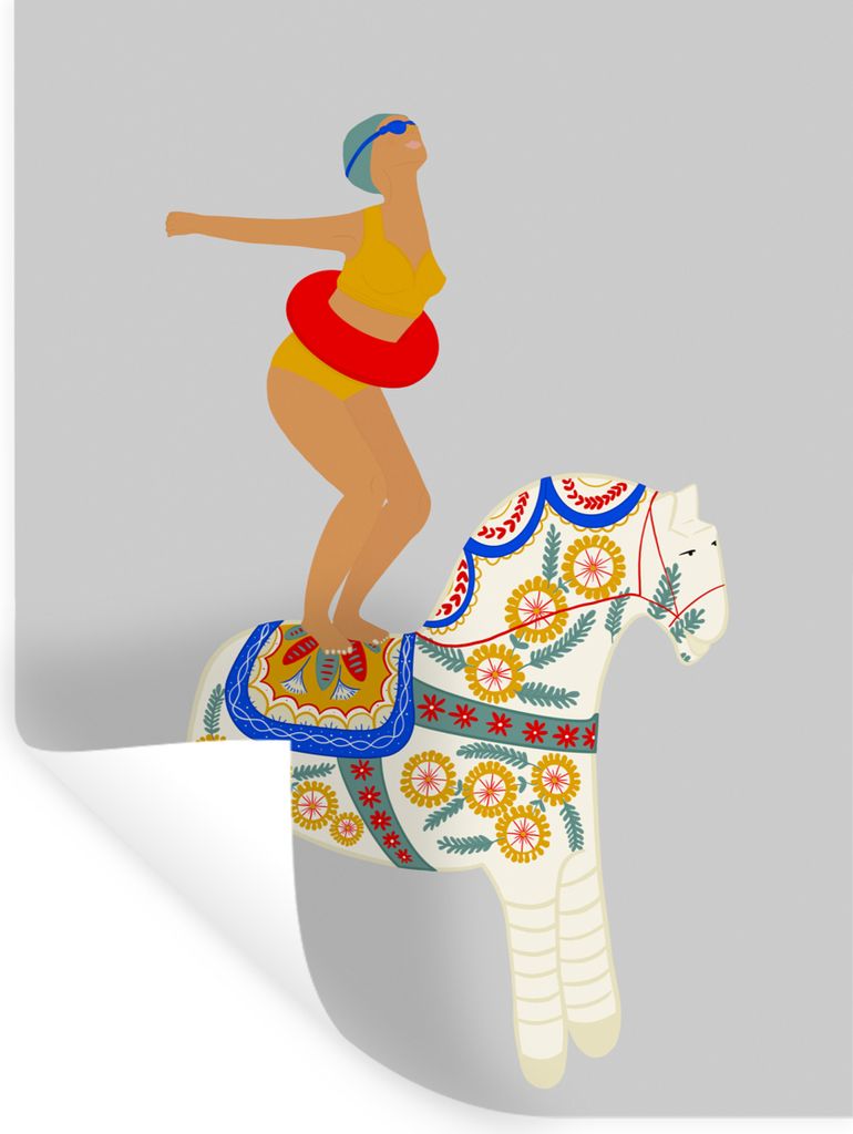 MuchoWow Wandtattoo Wandsticker Wandaufkleber Vintage - Pony - Abstrakt 60x80 cm Selbstklebend und Repositionierbar - Repositionierbar - Wasser a...