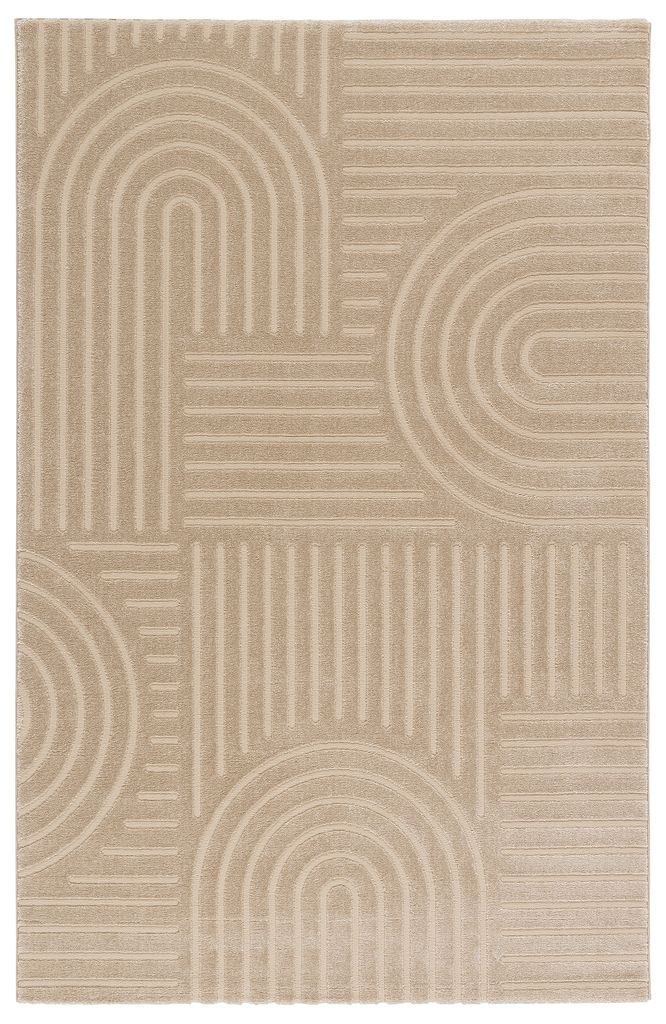 Kurzflor Teppich, Wohnzimmer, Boho Geometrisch -Beige - 160cm x 230cm - Moderner Superweicher Teppich