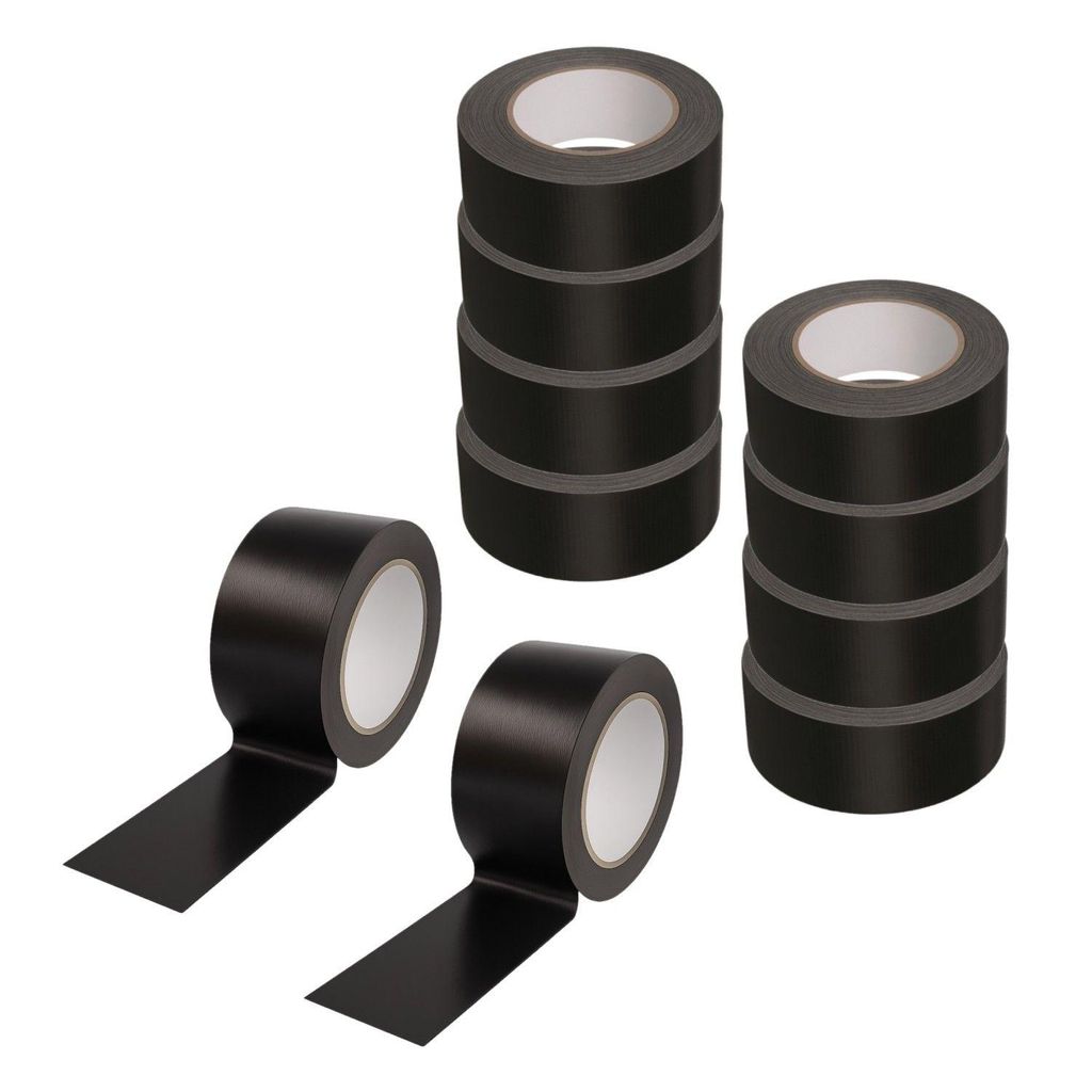10x Gewebeband 50 m x 48 mm schwarz Panzertape Reparaturband Steinband universell einsetzbar für Abkleben und Reparaturen