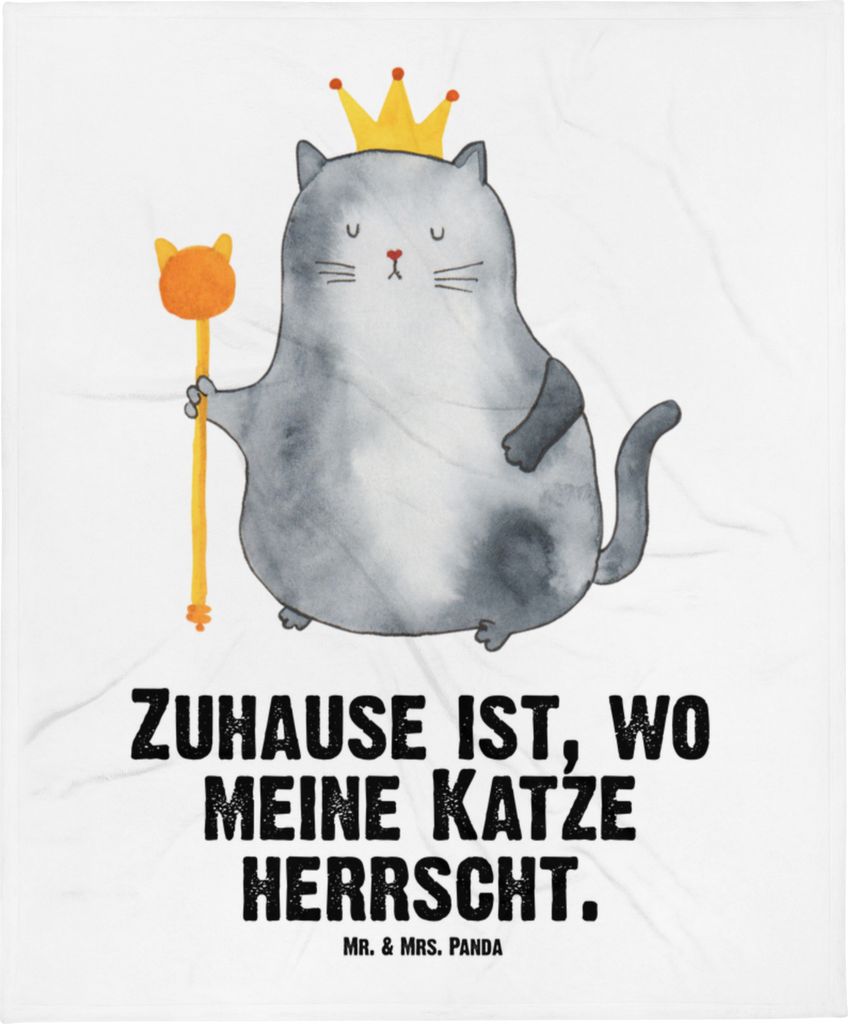 Mr. & Mrs. Panda Schlummerdecke Katze König - Weiß - Geschenk, Haha, Erstlingsdecke, Babybettdecke, Haustier, Katzen, Cat, Babydecke, Plaid, Kron...