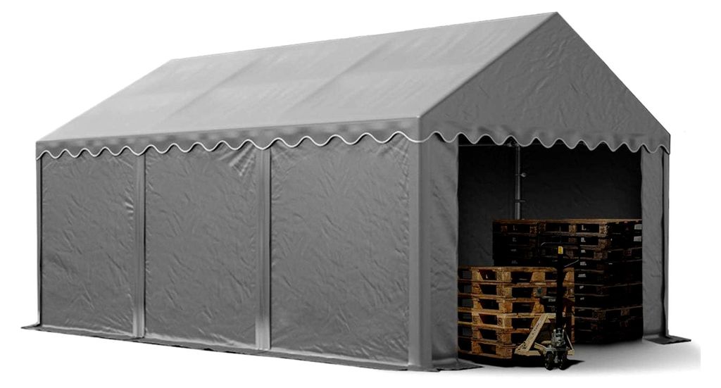 Lagerzelt 4x6 m Unterstand Weidezelt PVC Plane 700 N wasserdicht grau