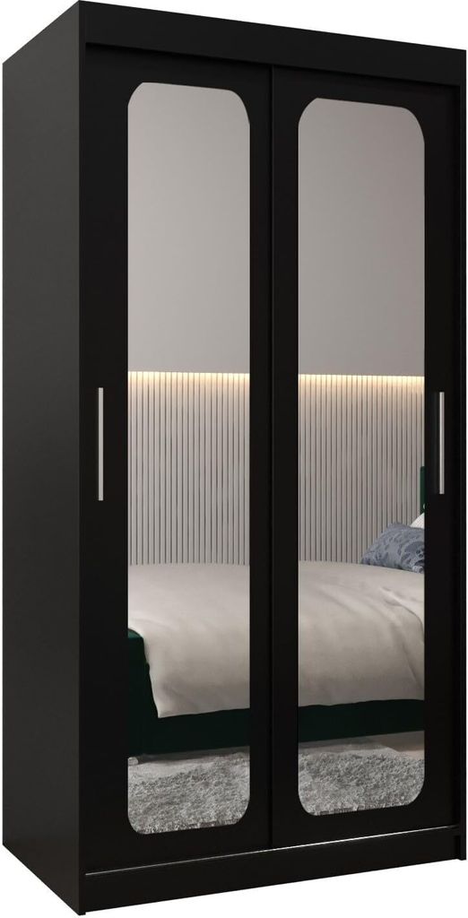 MEBLE KRYSPOL Promo 3100 Schlafzimmerschrank zwei Schiebetüren - Mattschwarz