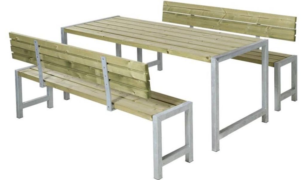 Plus Planken-Garnitur 3-teilig mit 2 Rückenlehnen, Kiefer / Fichte