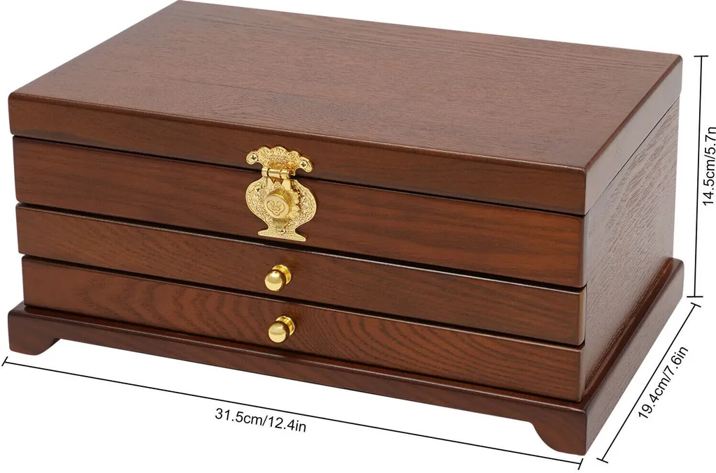 Boîte à bijoux 3 niveaux Coffret de rangement colliers et bagues Noir