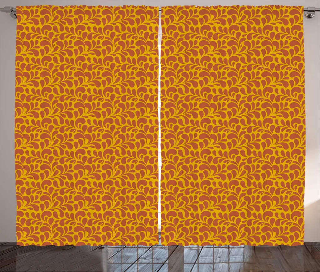 Rideau Salon Automne pour Grande Fenêtre 280x225cm Déco Rustique Jaune