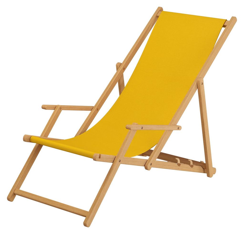 Liegestuhl Gartenliege gelb Sonnenliege Strandliege Holz Produktbild 