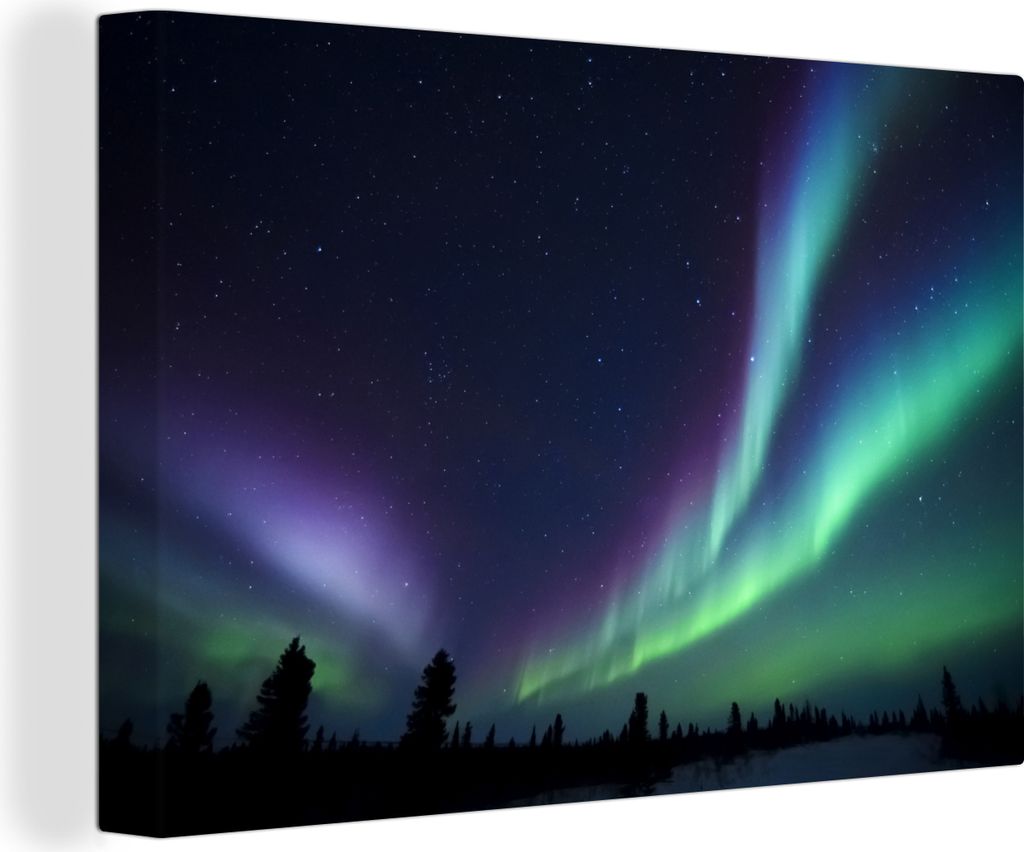 OneMillionCanvasses - Leinwandbilder - 150x100 cm, Nordlichter - Park - Kanada, Wandbilder Kunstdruck Wanddekoration