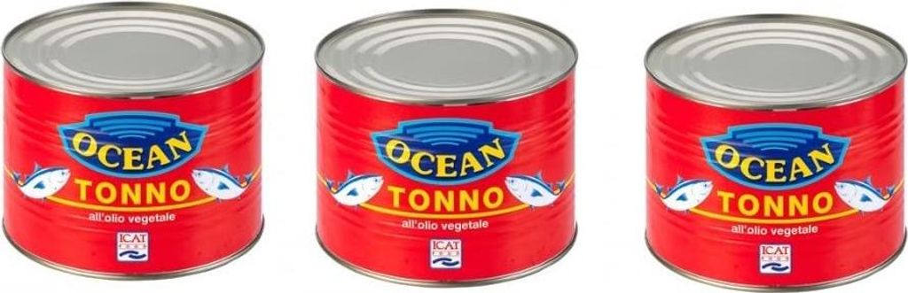 3x Ocean Tonno in Olio di Semi Thunfisch in Samenöl Thunfisch in Pflanzenöl CATERING-FORMAT 1730g Dose