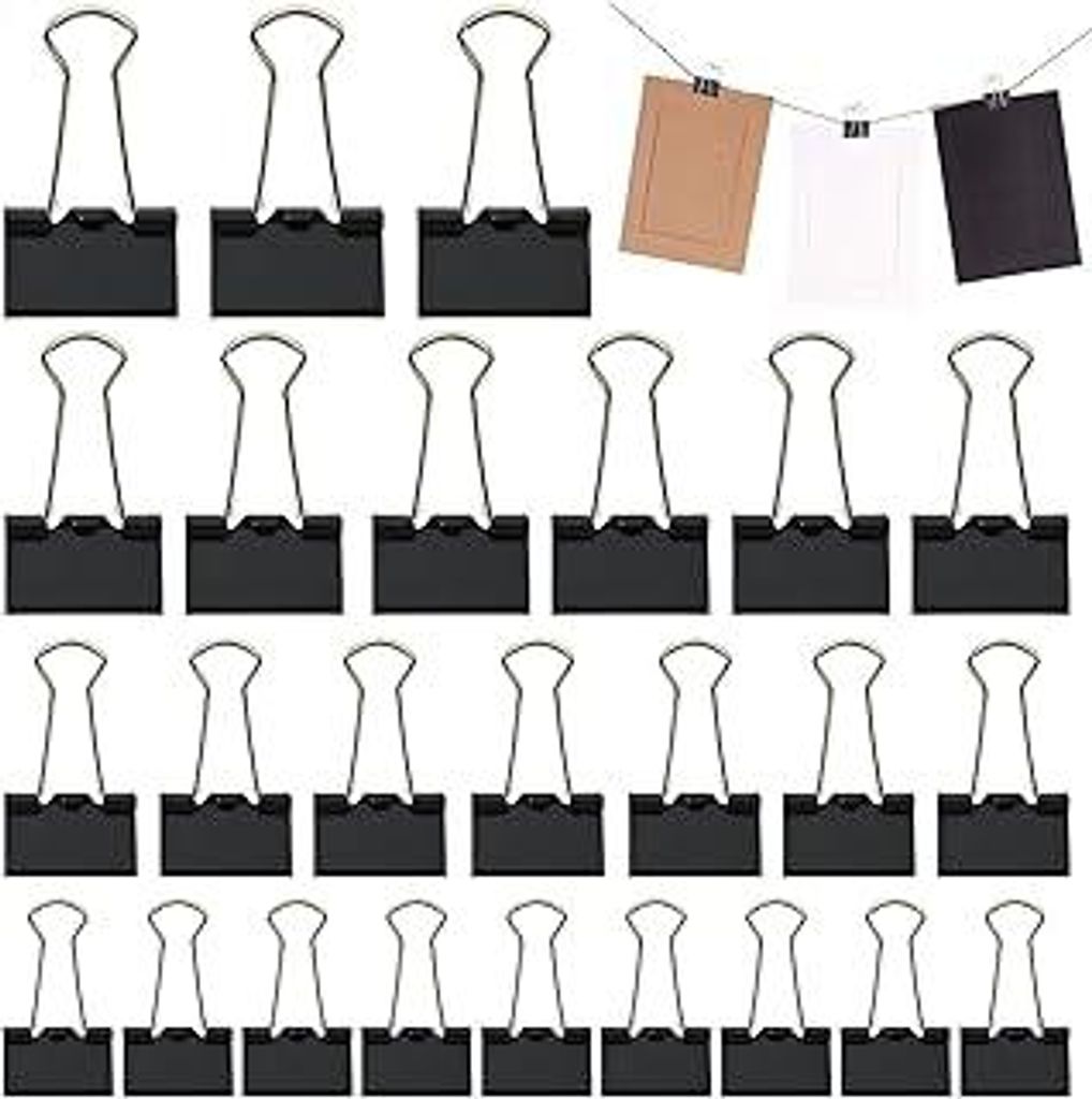 75 Stück Foldback Klammern Set, 15mm/19mm/25mm/32mm Schwarz Binder Clips Büroklammern, Vielzweckklammern Dokumenten Clips, MetallKlammern Papierk...