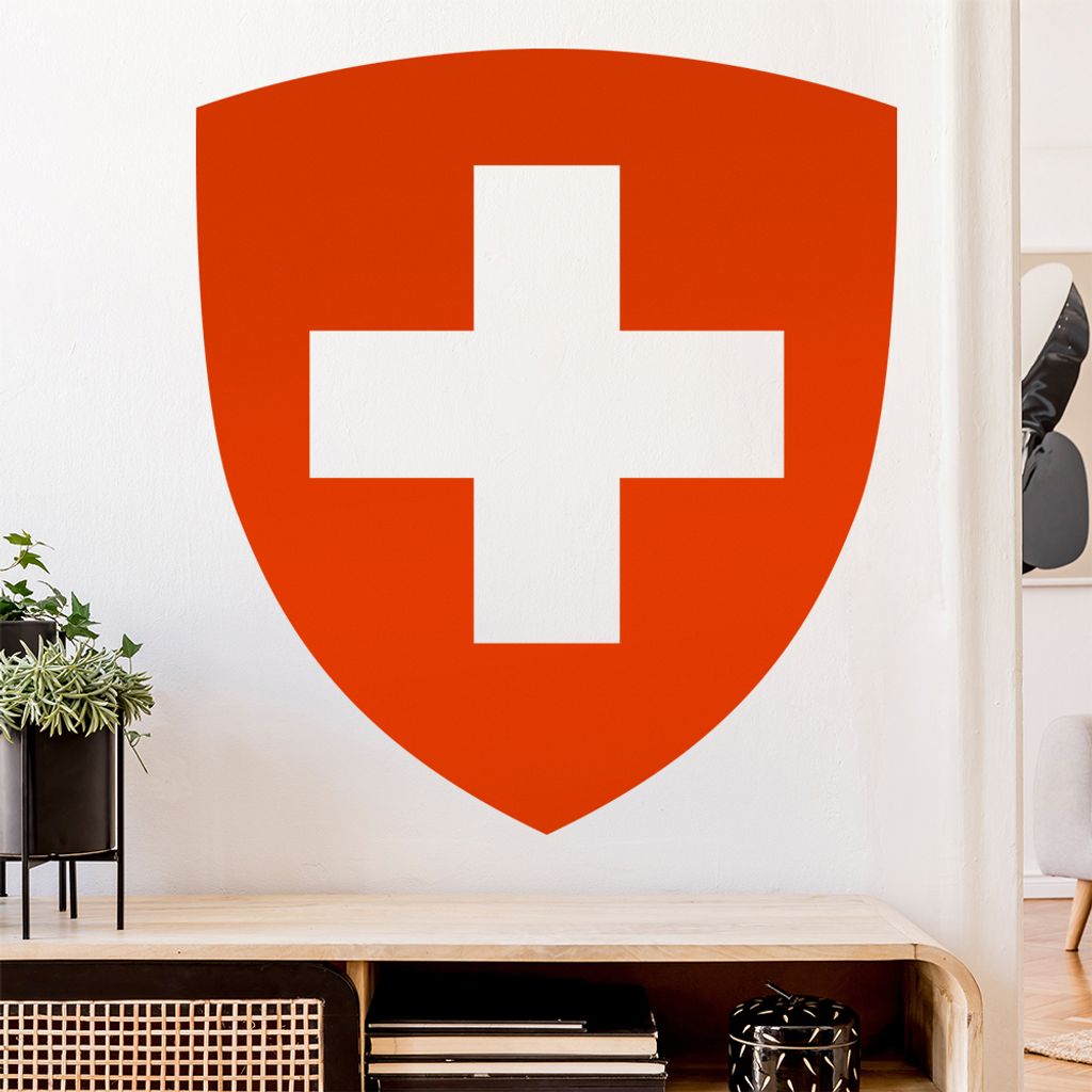 Schweiz Wappen Wandtattoo Wandaufkleber Wall Sticker - Dekoration, Küche, Wohnzimmer, Schlafzimmer, Badezimmer