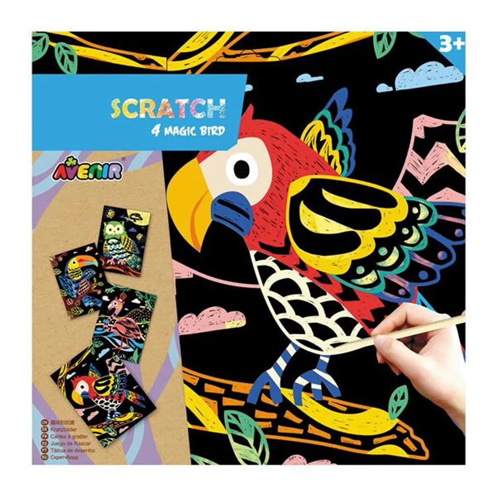 Scratch Magic Birds - Kit de Cartes à Gratter Oiseaux Multicolores - 3