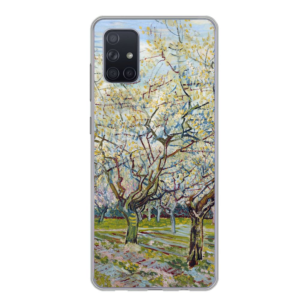 MuchoWow Handyhülle Schutzhülle Hülle für Samsung Galaxy A71 Blühender Obstgarten - Vincent van Gogh Silikon Softcase Handy Hülle - Kartenb...